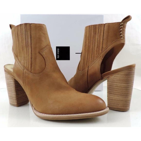 Dolce Vita Shoes - Dolce Vita Jasper Cutout Open Heel Booties Saddle Nubuck Size 10